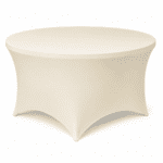 60" ivory round spandex table cover